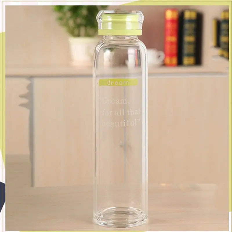 Clear Glass Water Bottle - 400-500ml / Yellow