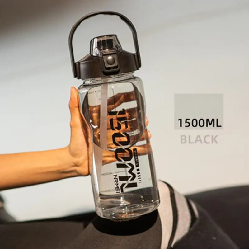 Clear Sports Water Bottle - Black-1500ml