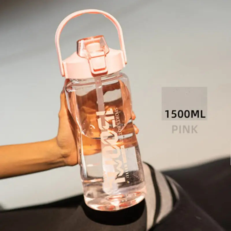 Clear Sports Water Bottle - Pink-1500ml