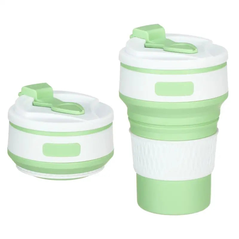 Collapsible Cup Water Bottle - Green-White