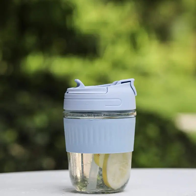 Cute Small Glass Water Bottle - 350ml / Blue