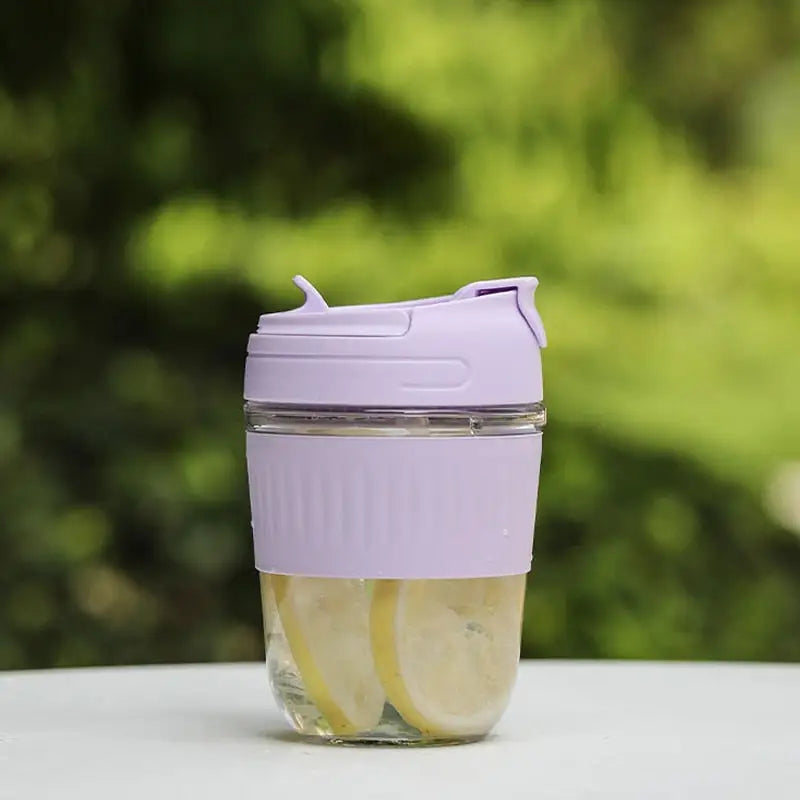 Cute Small Glass Water Bottle - 350ml / Purple