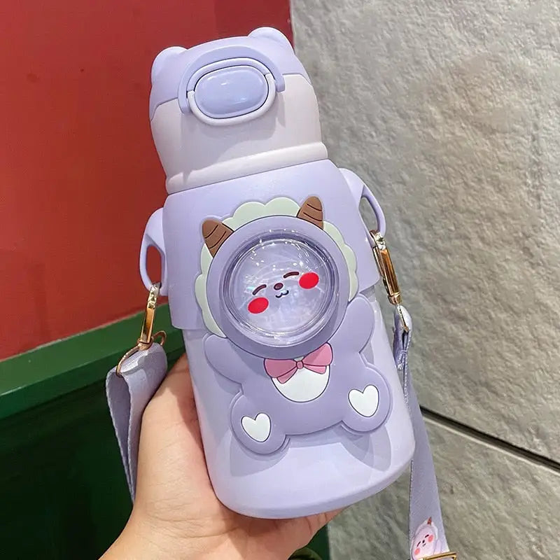 Cute Strap Kids Water Bottle - 520ml / Purple