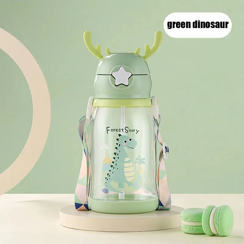 Deer Kids Water Bottle - Green Dinosaur / 580ml