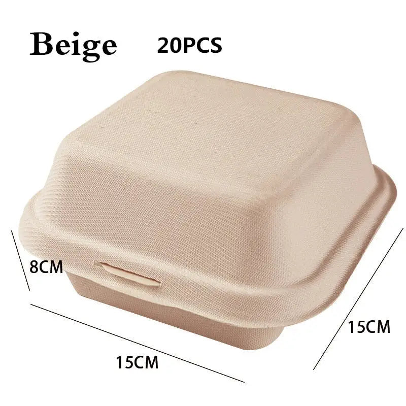 Disposable Bento Snack Container - Beige-20pcs