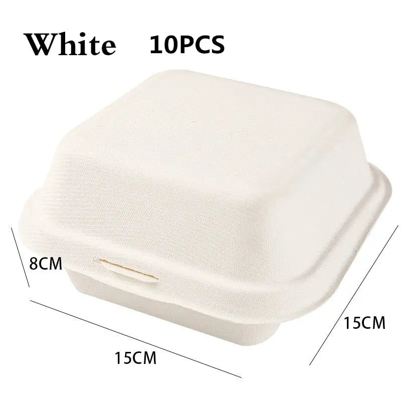Disposable Bento Snack Container - White-10pcs