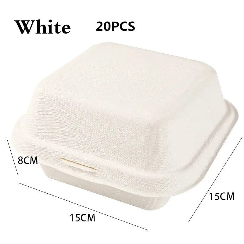 Disposable Bento Snack Container - White-20pcs