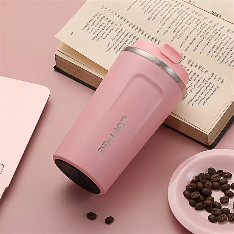 Elegant Coffee Thermos Mug - Pink / 350ml