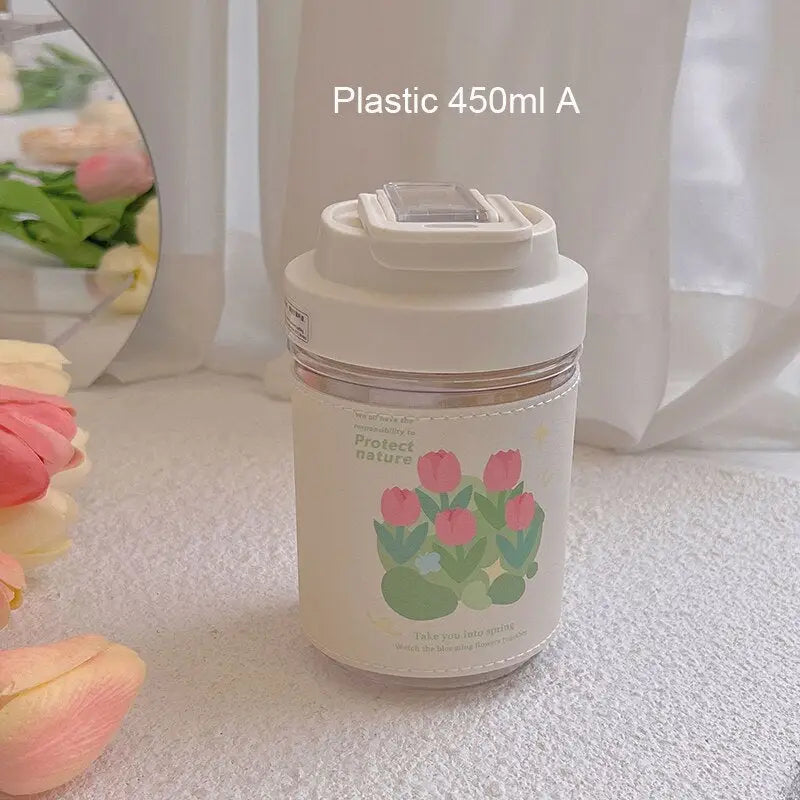 Flower Kids Water Bottle - Tulip Plastic 450ml