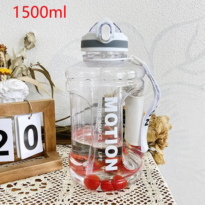Galloon Straw Sports Water Bottle - White 1500ml