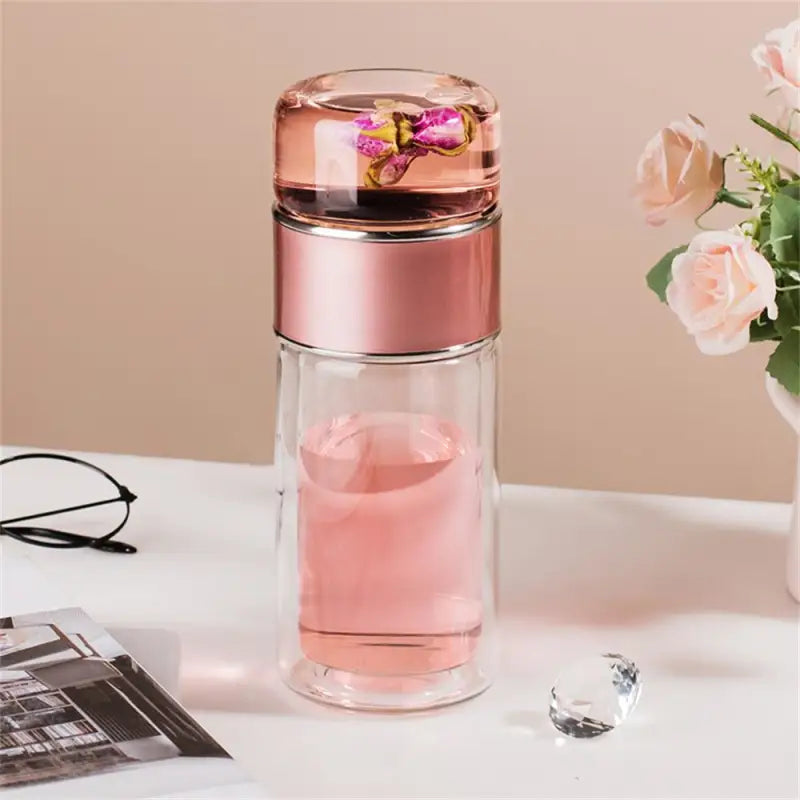 Glass infuser Water Bottle - Pink