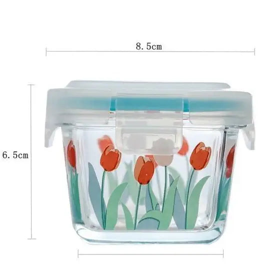 Glass Snack Containers - Square Blue / S