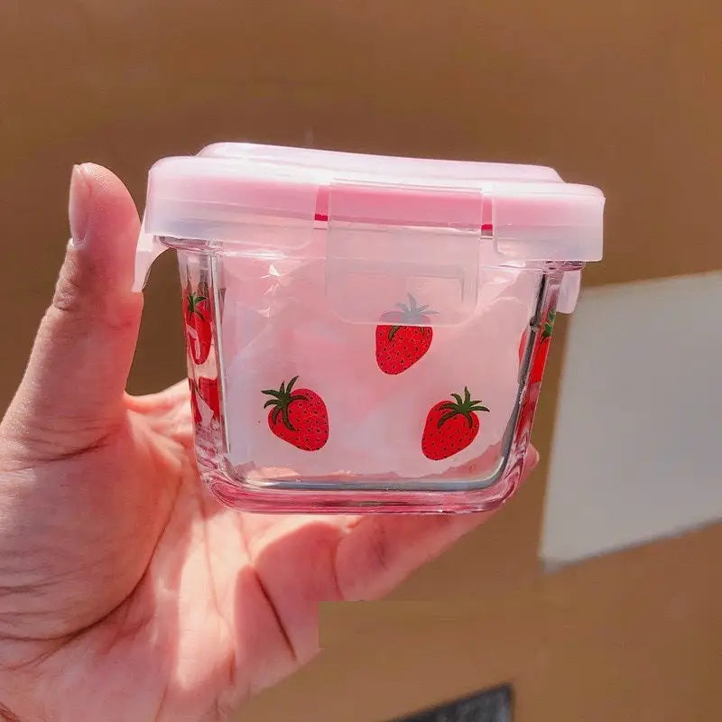 Glass Snack Containers - Square Pink / S