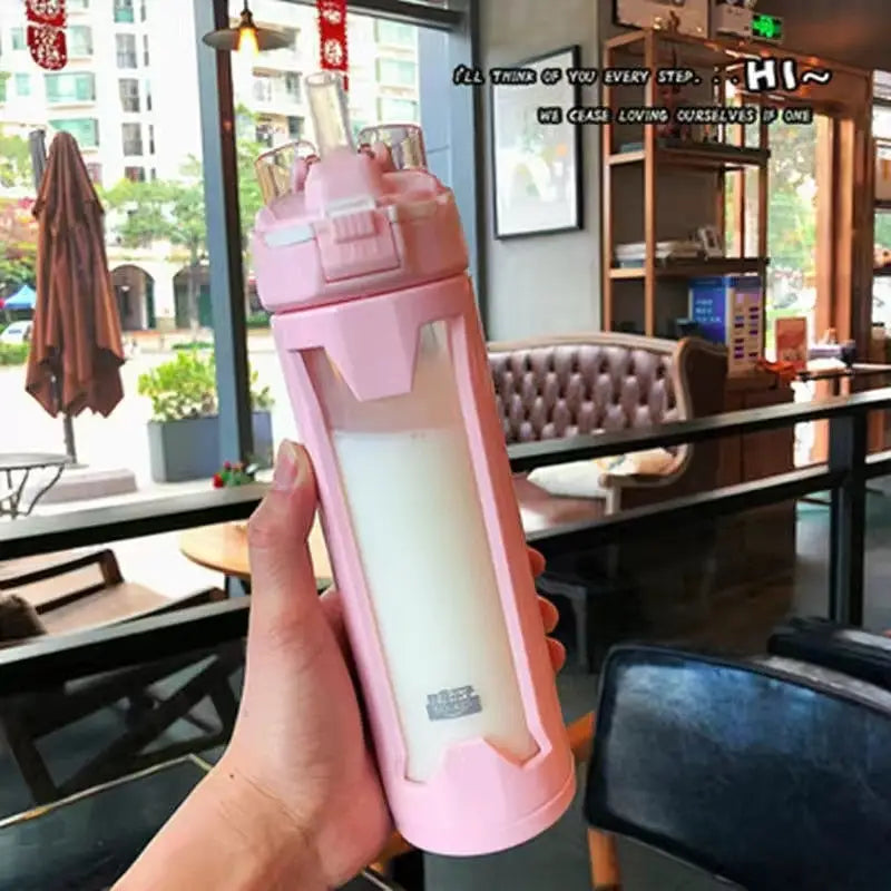 Gym Sports Water Bottle - 0.45L / Straw Pink