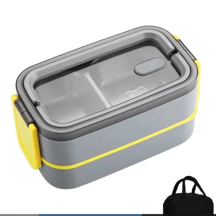 Insulated Bento Lunch Box - Grey with Bag