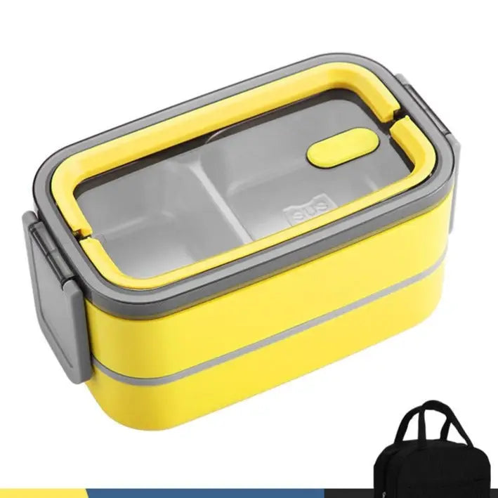 Insulated Bento Lunch Box - Yellow with Bag