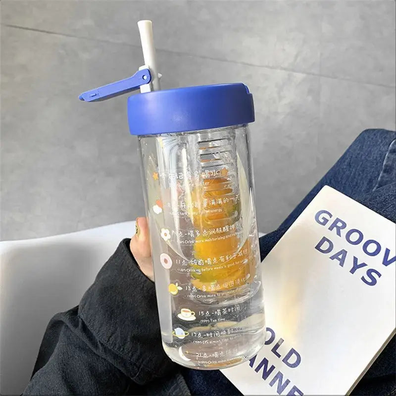 Insulated Glass Water Bottle - Blue-800ML
