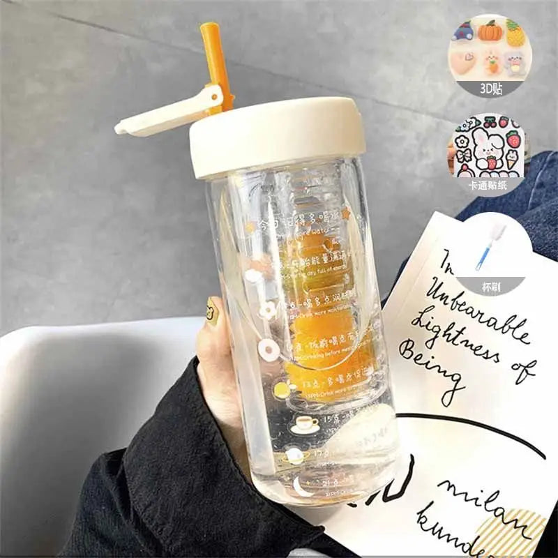 Insulated Glass Water Bottle - White-800ML-Gift