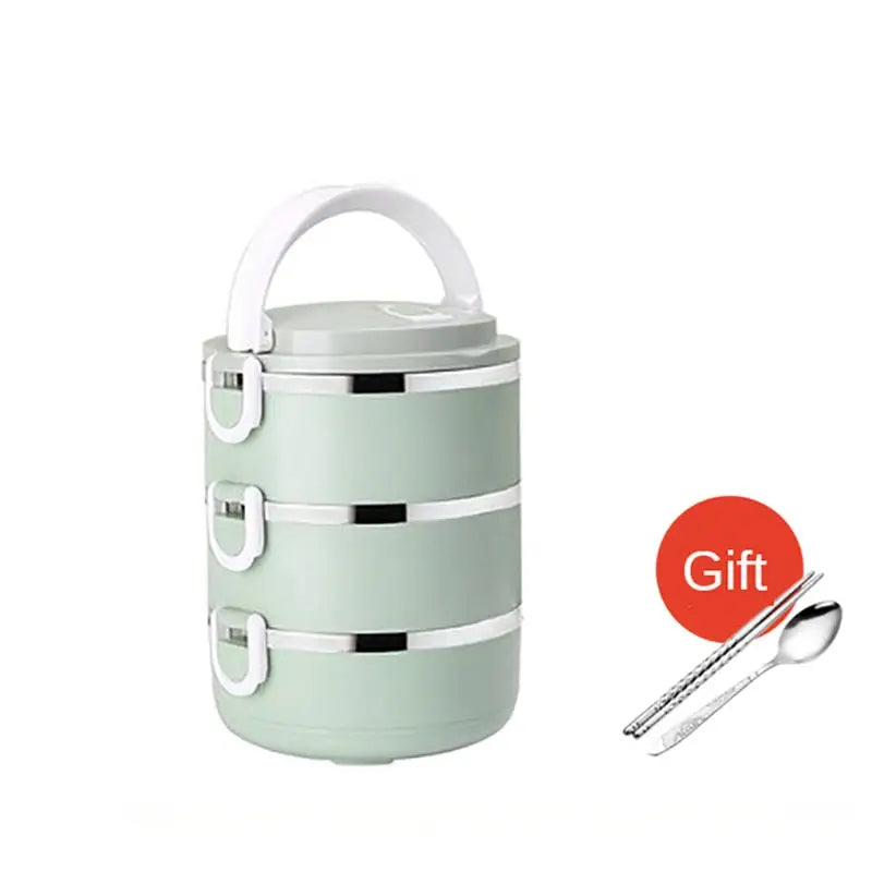 Insulated Lunchbox - Green 3 Layer