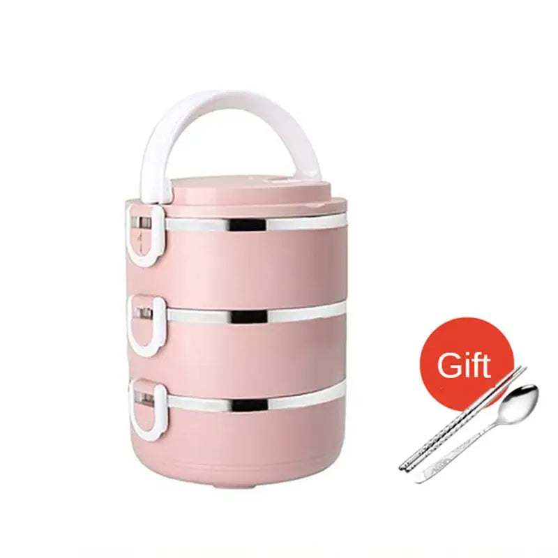 Insulated Lunchbox - Pink 3 Layer