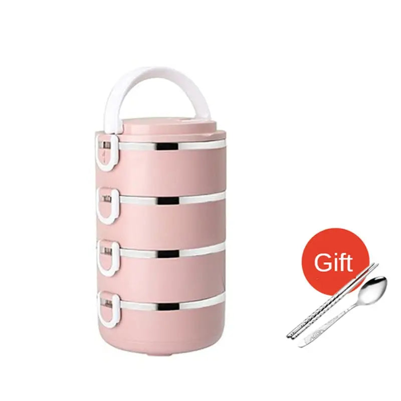 Insulated Lunchbox - Pink 4 Layer