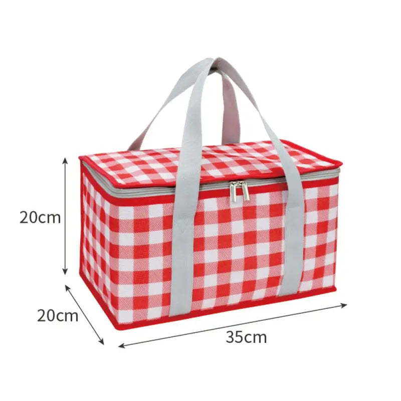 Insulated Picnic Bags - Red White Grid