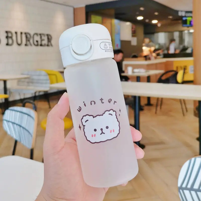 Kawaii Glass Lined Water Bottle - 450ml / Big Bear