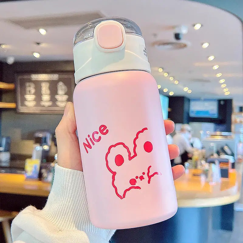 Kawaii School Stainless Steel Water Bottle - Pink / 450ml