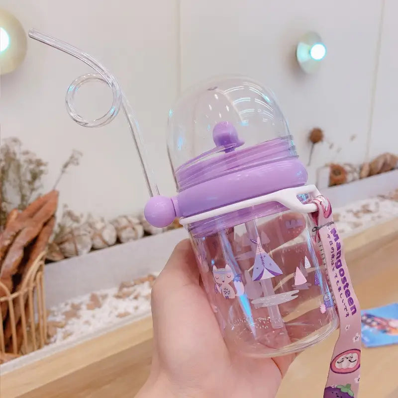 Kids Curve Straw Water Bottle - Purple / 260ml