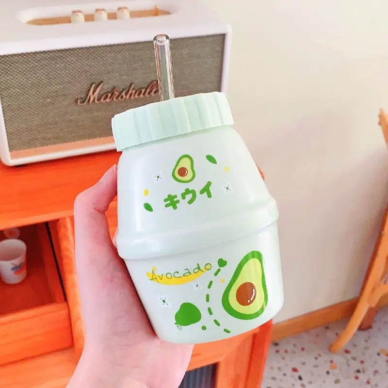 Kids Cute Yogurt Water Bottle - Green / 480ml