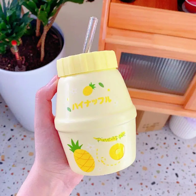 Kids Cute Yogurt Water Bottle - Yellow / 480ml