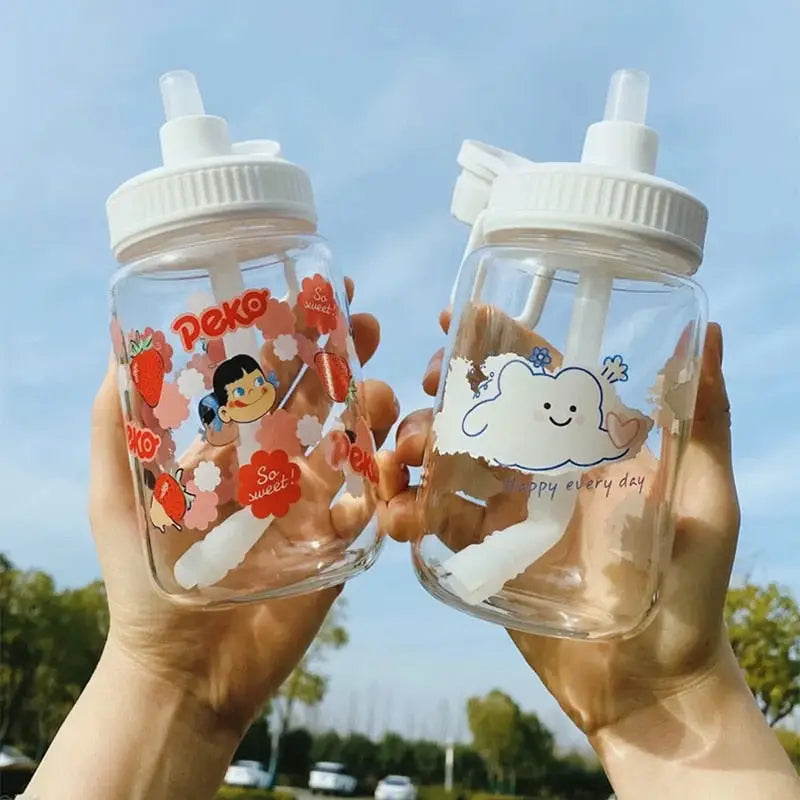 Kids Kawaii Glass Water Bottle