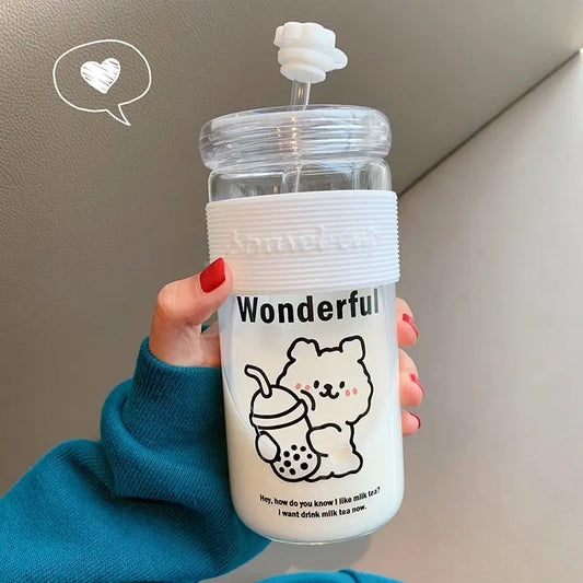 Kids Kawaii Water Bottle with Straw