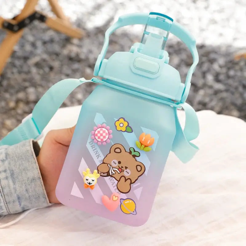 Kids Large Gradient Water Bottle - 1200ML / Bracket Cup