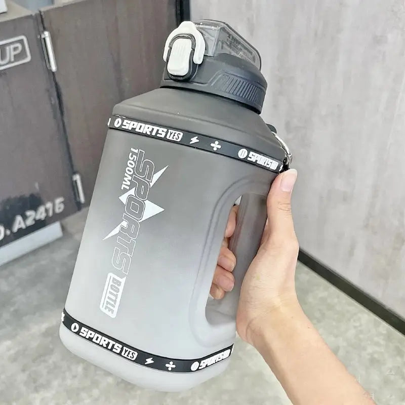 Large Capacity Sports Water Bottle - 1500ml / Black