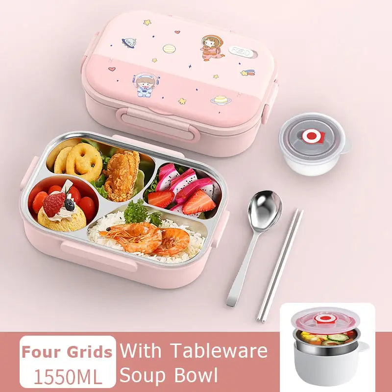 Large Lunchbox - 4 Grid Pink