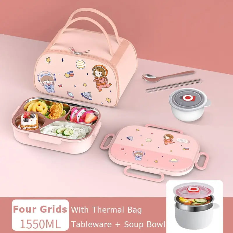 Large Lunchbox - 4 Pink With Bag