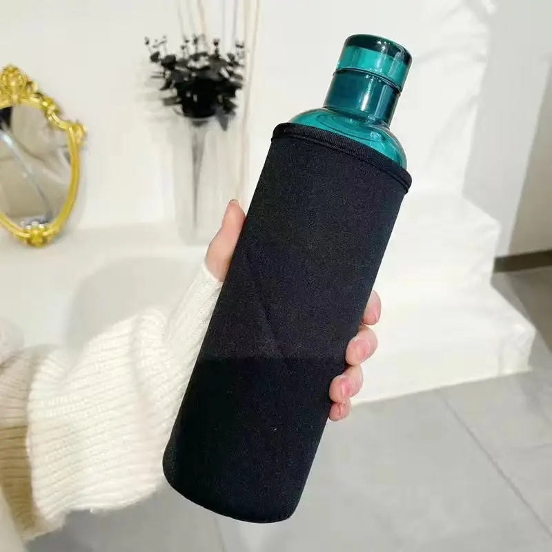 Leakproof Glass Water Bottle - Green with Cup Sets / 500ml