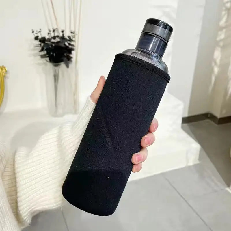 Leakproof Glass Water Bottle - Grey with Cup Sets / 500ml