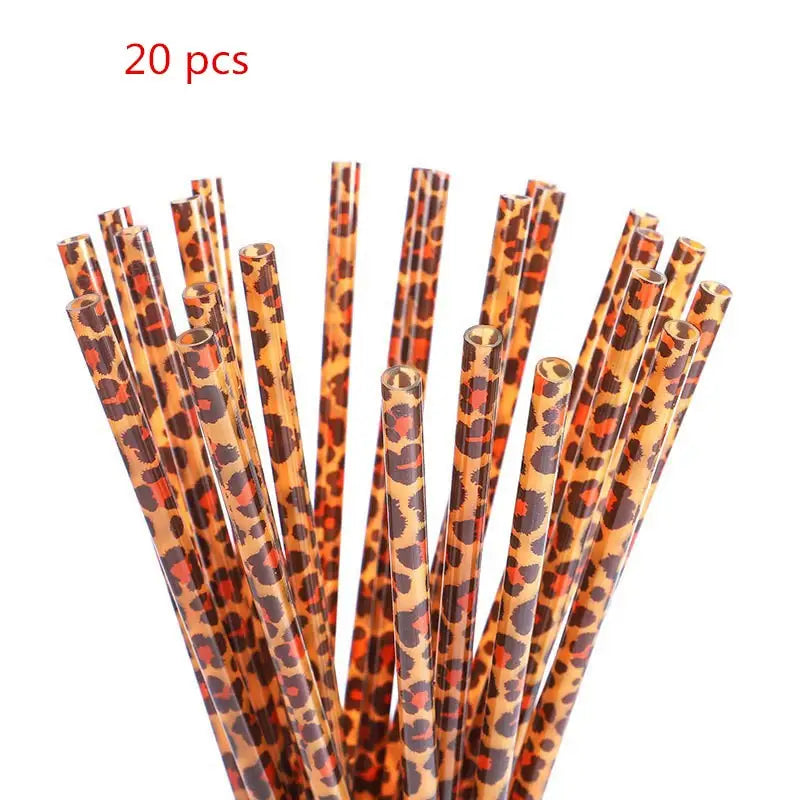 Leopard Reusable Straws - Brown