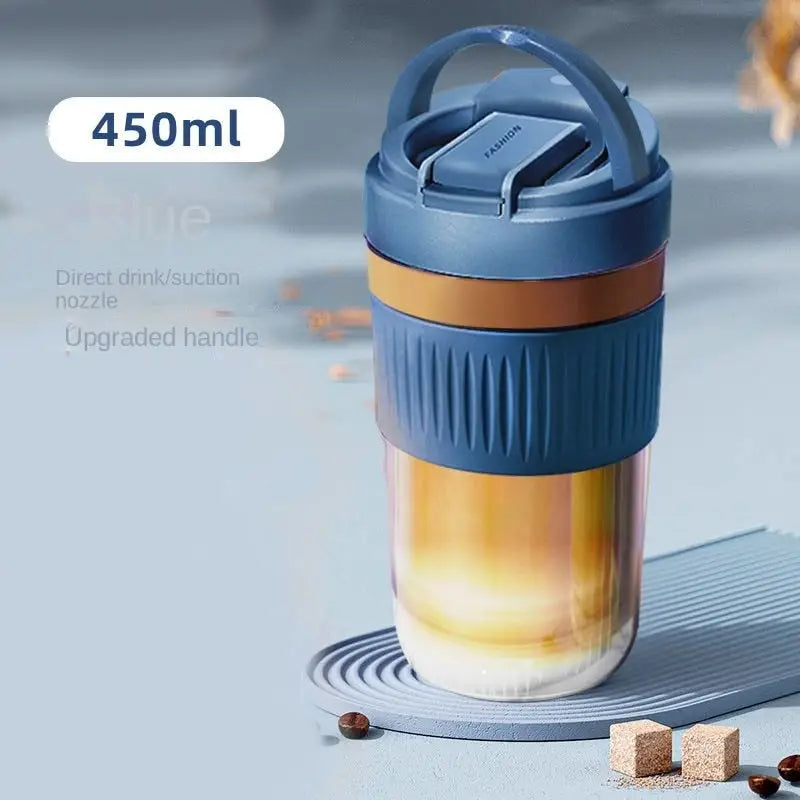 Little Glass Water Bottle - Blue-450ml