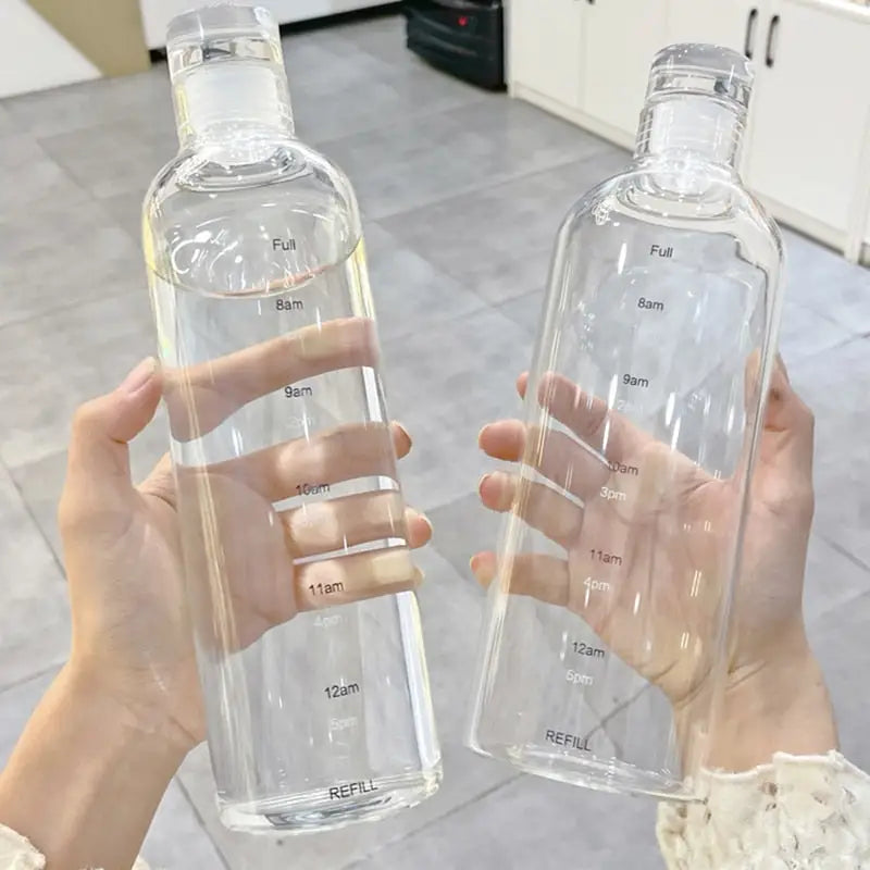 Long Clear Glass Water Bottle