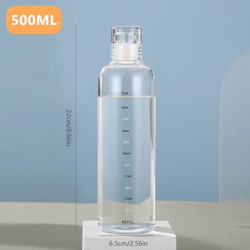 Long Clear Glass Water Bottle - 500-750ml / Clear-500ML