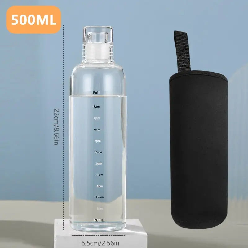 Long Clear Glass Water Bottle - 500-750ml / Clear-500ML Set