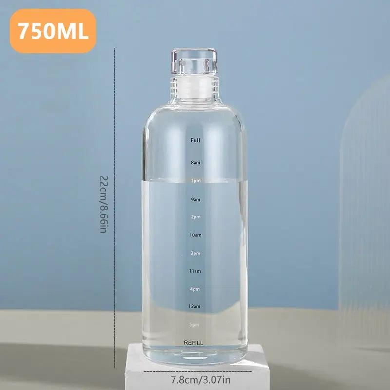 Long Clear Glass Water Bottle - 500-750ml / Clear-750ML