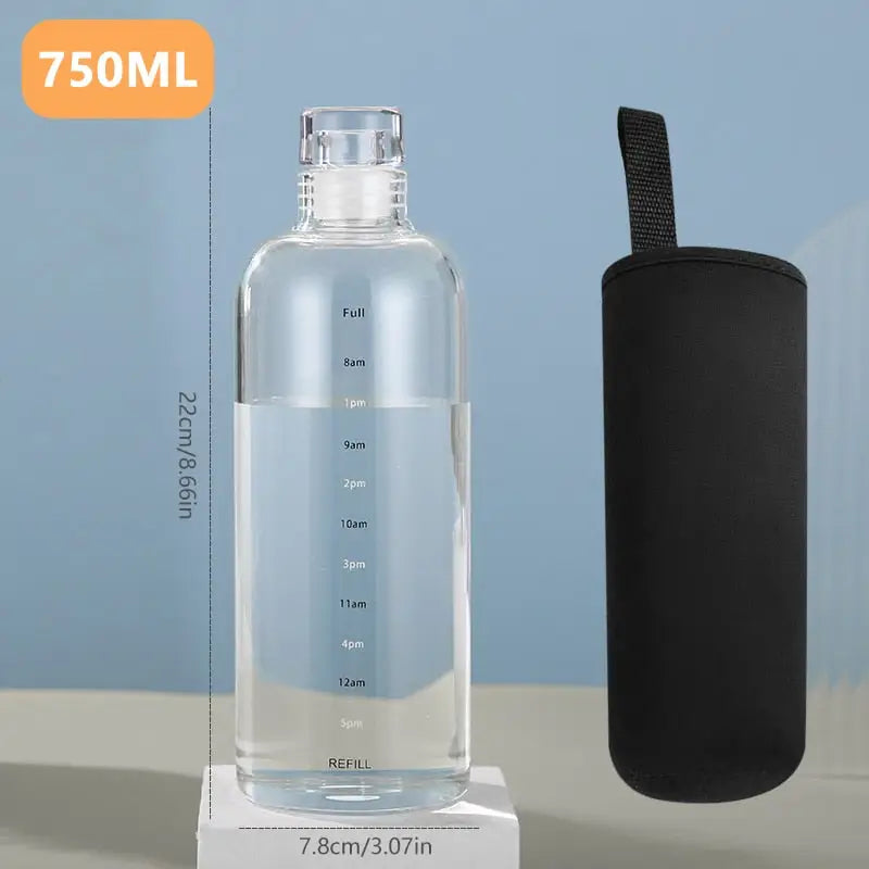 Long Clear Glass Water Bottle - 500-750ml / Clear-750ML Set