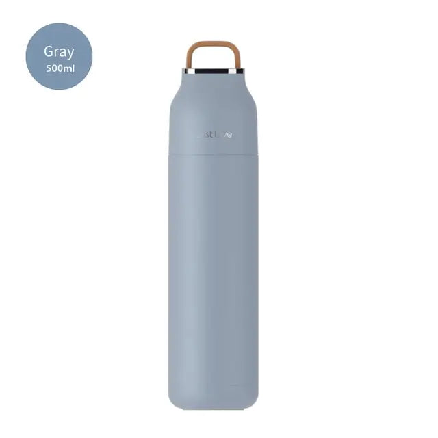 Long Stainless Steel Water Bottle - Gray / 500ml