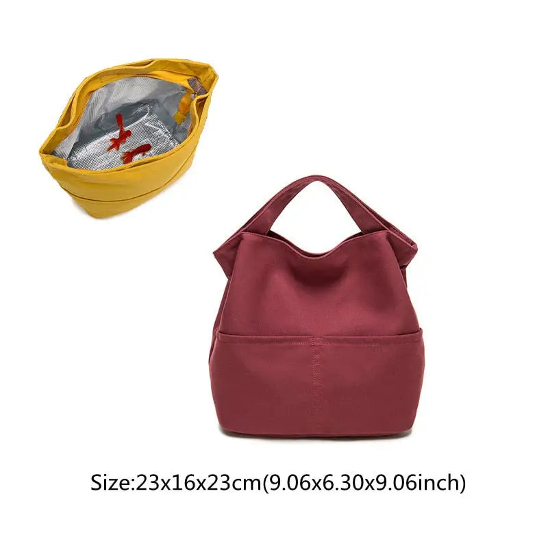 Lunch Bags with External Pocket - Wine Red