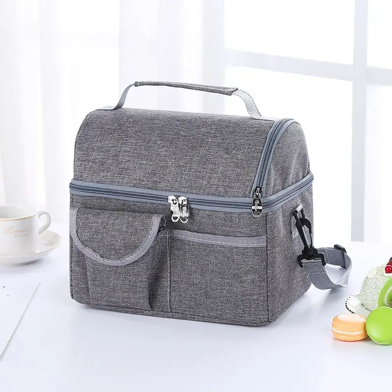 Lunch Bags with Shoulder Strap - Gray