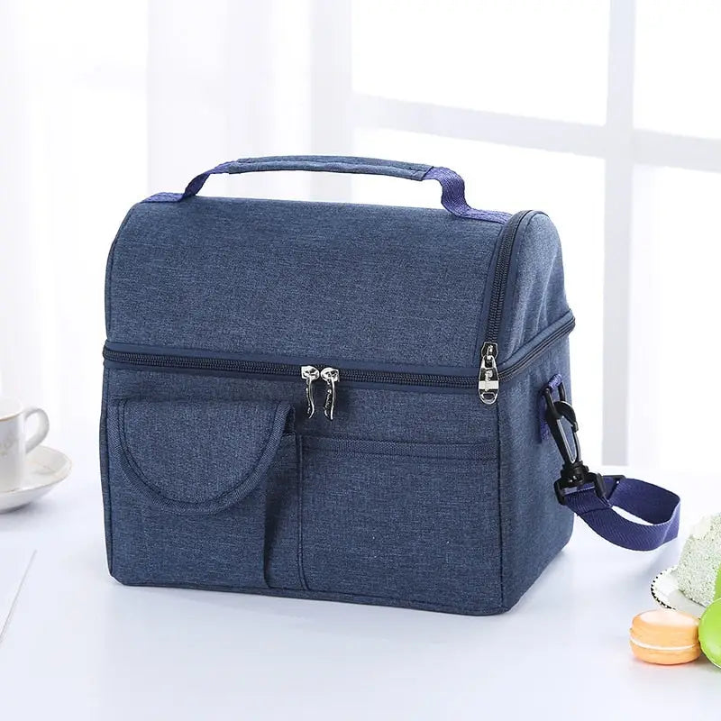 Lunch Bags with Shoulder Strap - Navy Blue